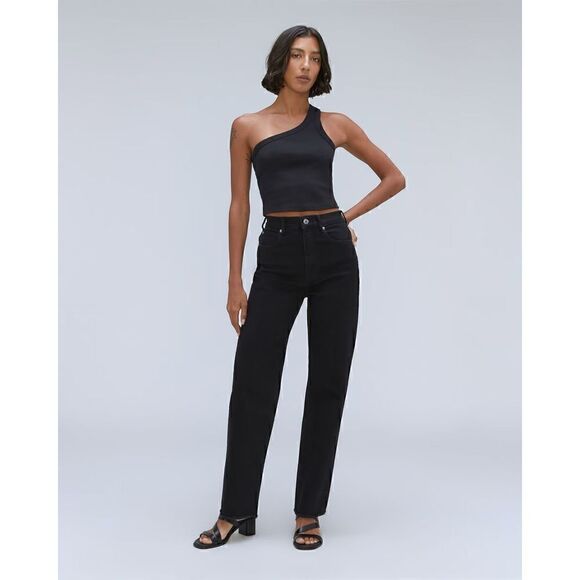 Everlane The Way High Jeans Organic Cotton Black Raw Hem Size 31 Long NWT - Picture 12 of 12